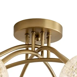 8-Light Textured Crackle Glass Globe Semi Flush Mount