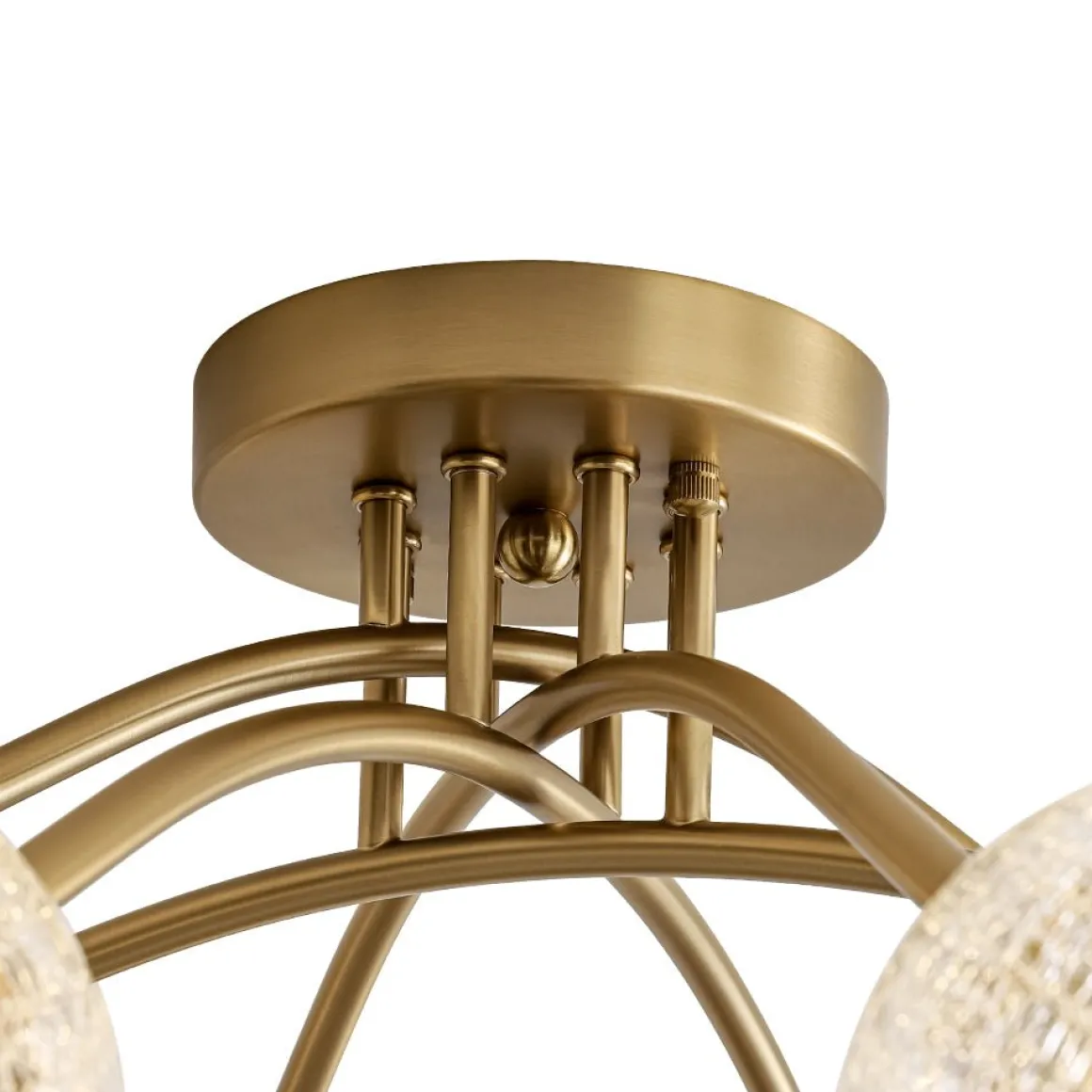 8-Light Textured Crackle Glass Globe Semi Flush Mount