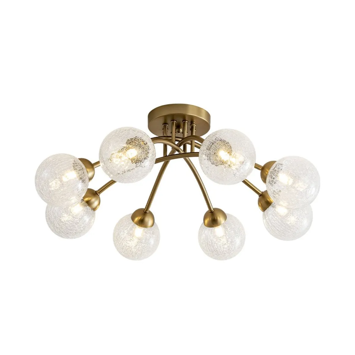 8-Light Textured Crackle Glass Globe Semi Flush Mount