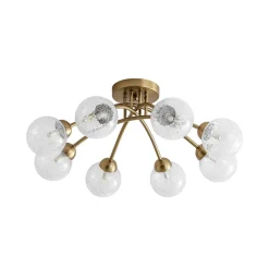 8-Light Textured Crackle Glass Globe Semi Flush Mount