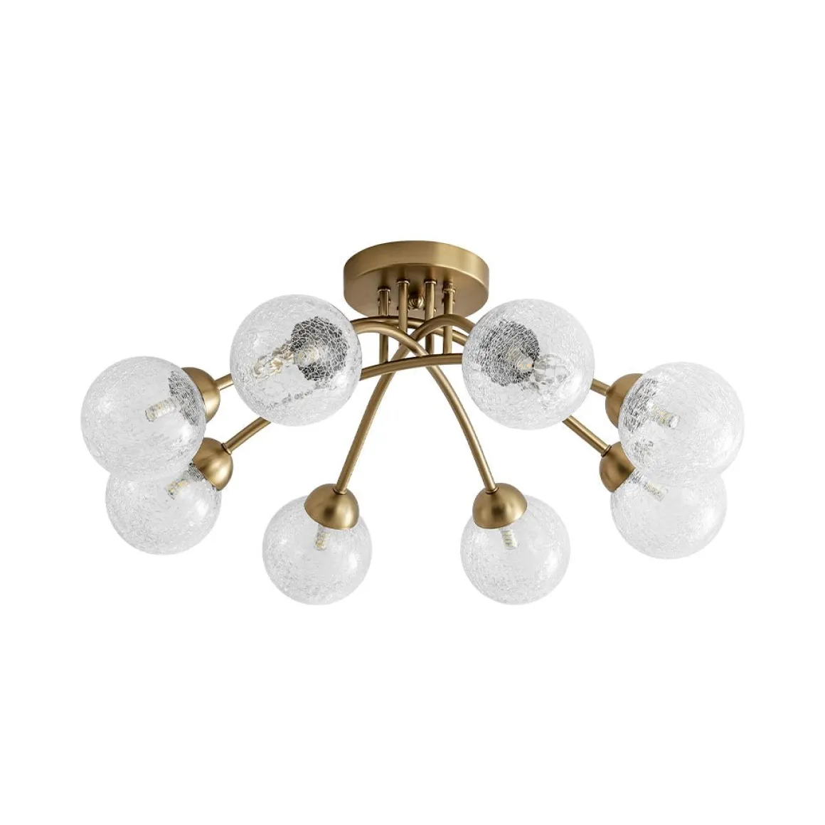 8-Light Textured Crackle Glass Globe Semi Flush Mount