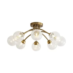 8-Light Textured Crackle Glass Globe Semi Flush Mount