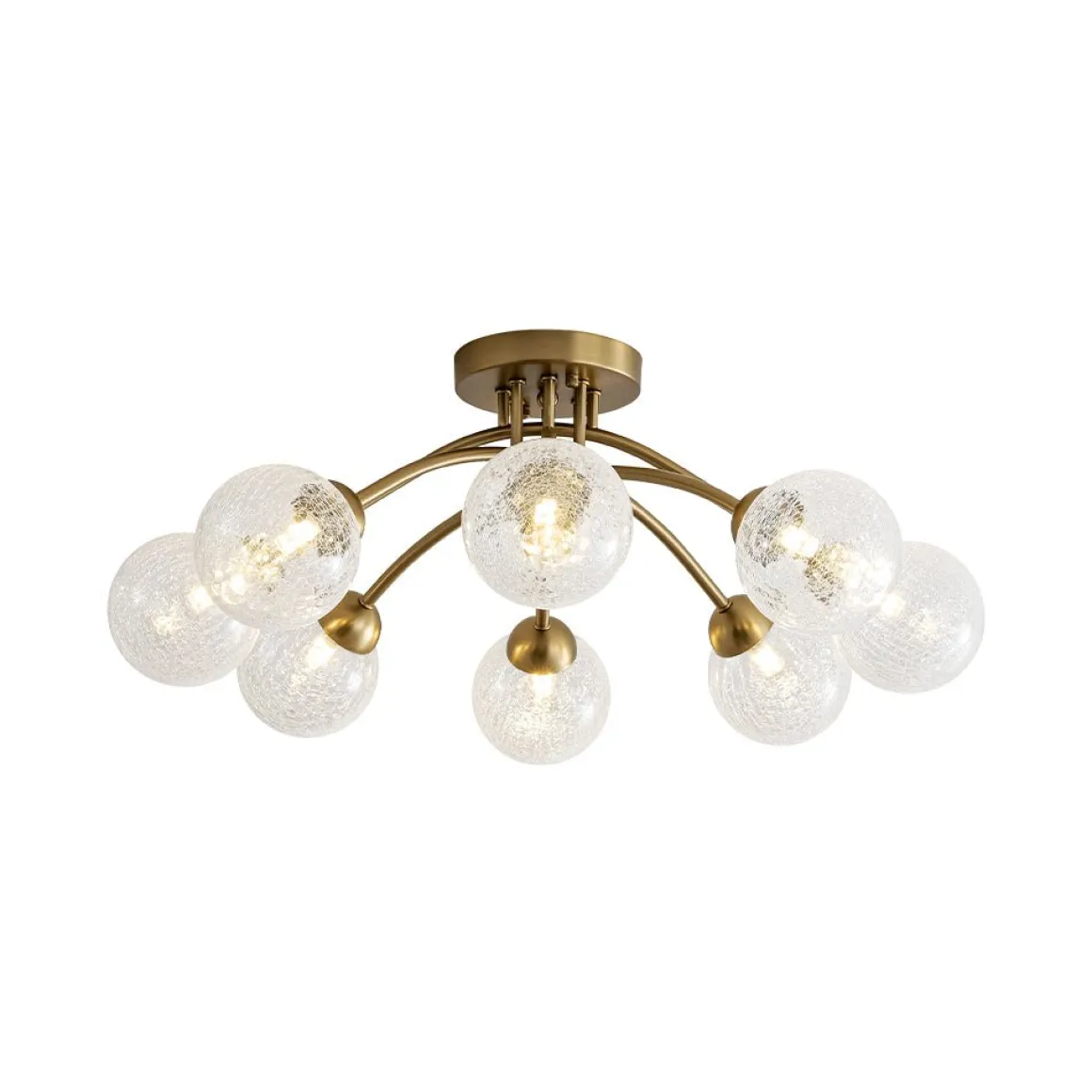 8-Light Textured Crackle Glass Globe Semi Flush Mount
