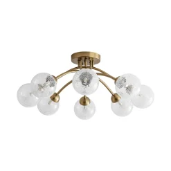 8-Light Textured Crackle Glass Globe Semi Flush Mount