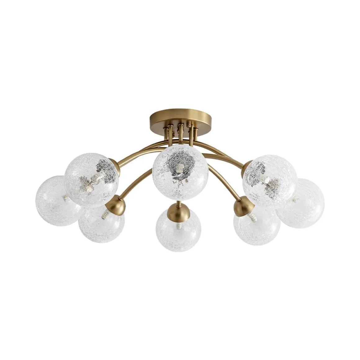 8-Light Textured Crackle Glass Globe Semi Flush Mount