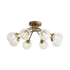 8-Light Textured Crackle Glass Globe Semi Flush Mount