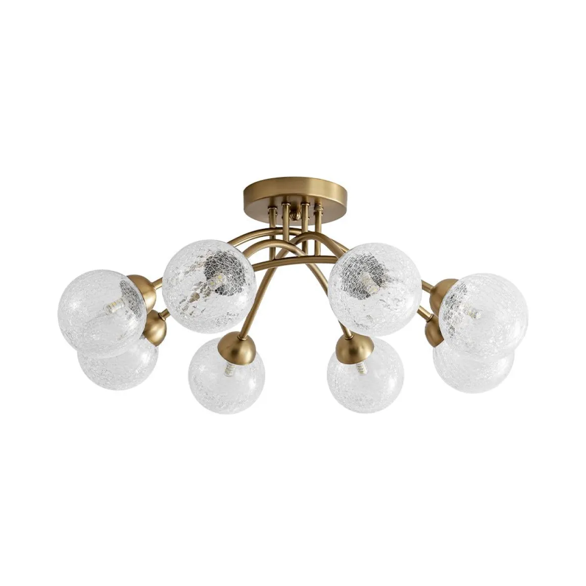 8-Light Textured Crackle Glass Globe Semi Flush Mount