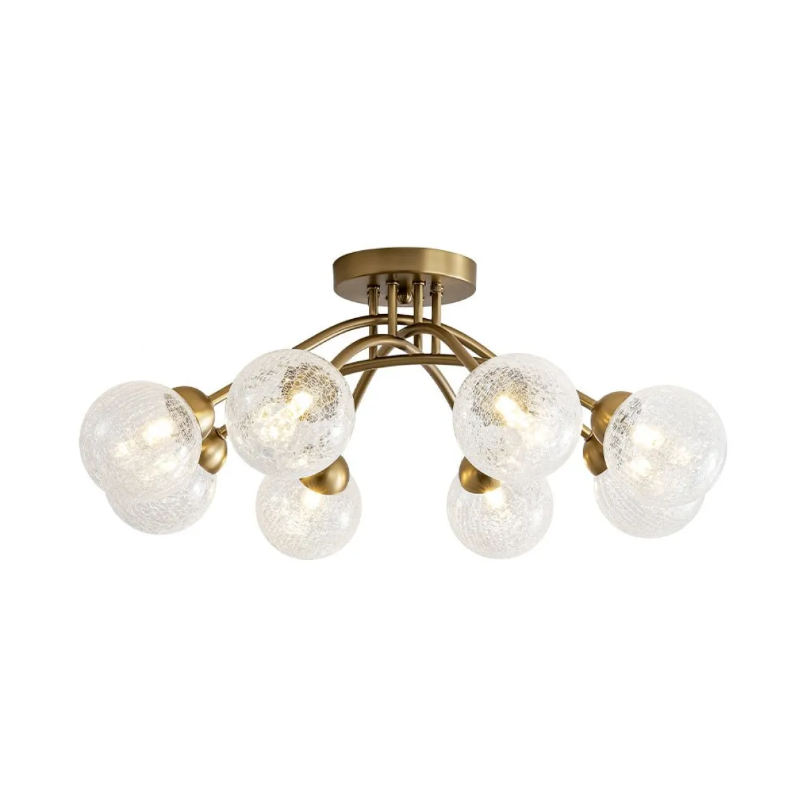 8-Light Textured Crackle Glass Globe Semi Flush Mount