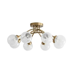 8-Light Textured Crackle Glass Globe Semi Flush Mount