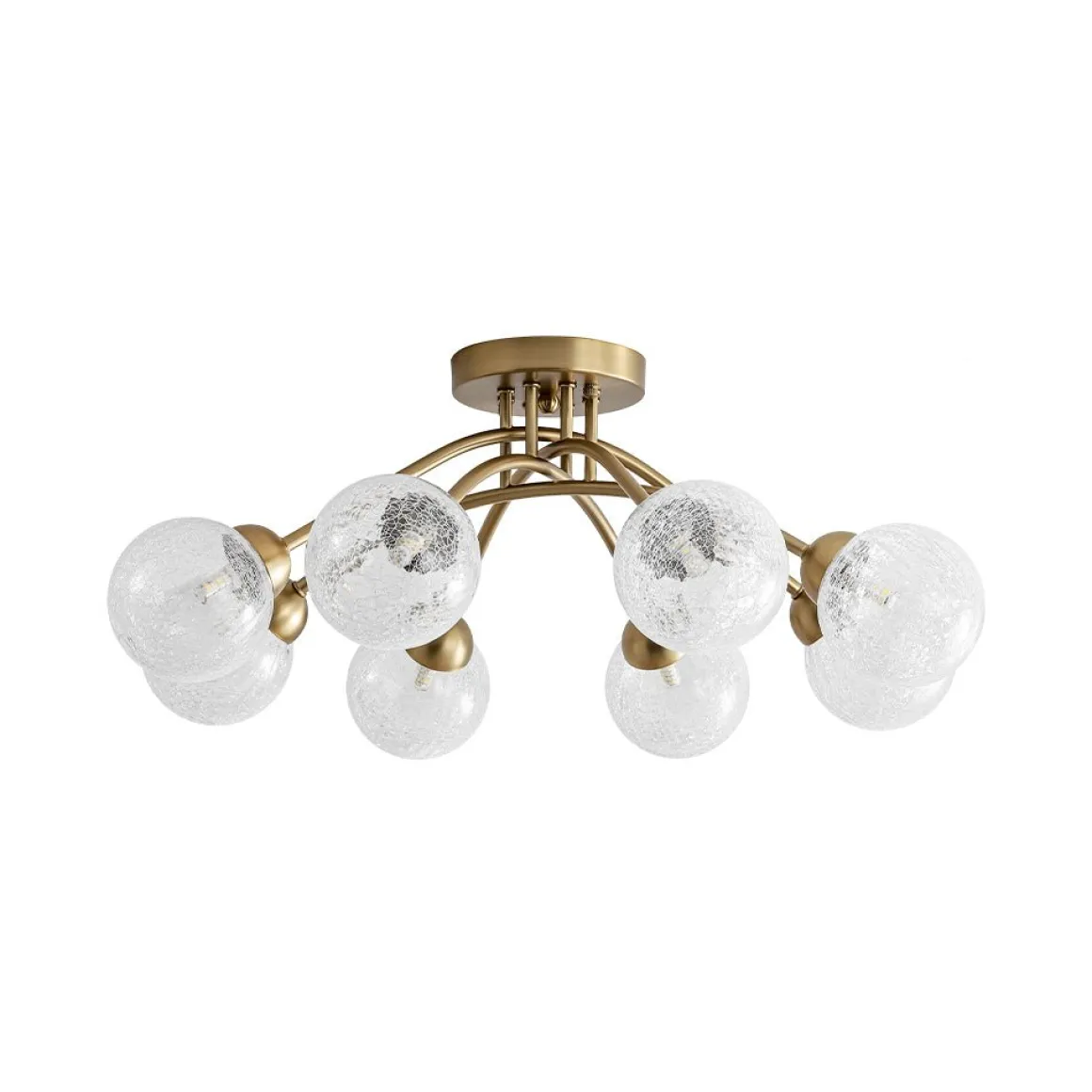 8-Light Textured Crackle Glass Globe Semi Flush Mount