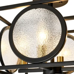4-light Textured Glass Square Lantern Semi Flush Mount