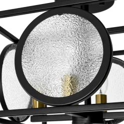 4-light Textured Glass Square Lantern Semi Flush Mount