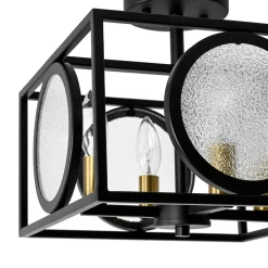 4-light Textured Glass Square Lantern Semi Flush Mount
