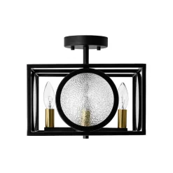 4-light Textured Glass Square Lantern Semi Flush Mount