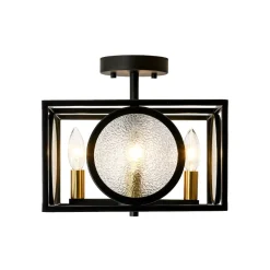 4-light Textured Glass Square Lantern Semi Flush Mount