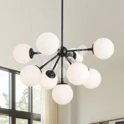 9-Light Tiered Sputnik Glass Globe Bubble Chandelier