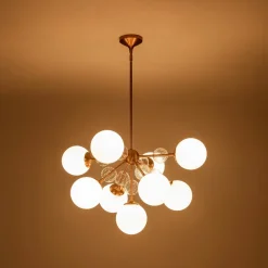 9-Light Tiered Sputnik Glass Globe Bubble Chandelier