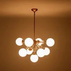 9-Light Tiered Sputnik Glass Globe Bubble Chandelier