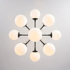 9-Light Tiered Sputnik Glass Globe Bubble Chandelier