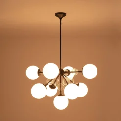 9-Light Tiered Sputnik Glass Globe Bubble Chandelier