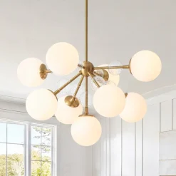 9-Light Tiered Sputnik Glass Globe Bubble Chandelier