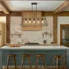5-Light Trapezoid Wood Grain Chain Linear Island Chandelier