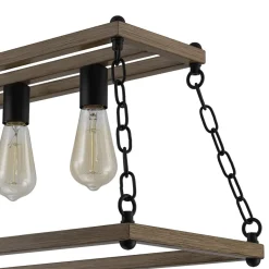 5-Light Trapezoid Wood Grain Chain Linear Island Chandelier