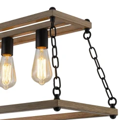 5-Light Trapezoid Wood Grain Chain Linear Island Chandelier