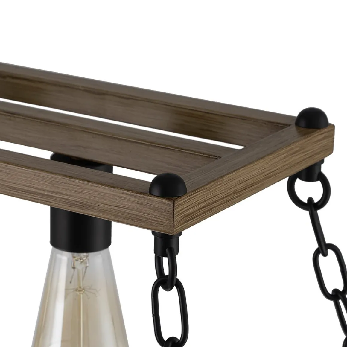 5-Light Trapezoid Wood Grain Chain Linear Island Chandelier