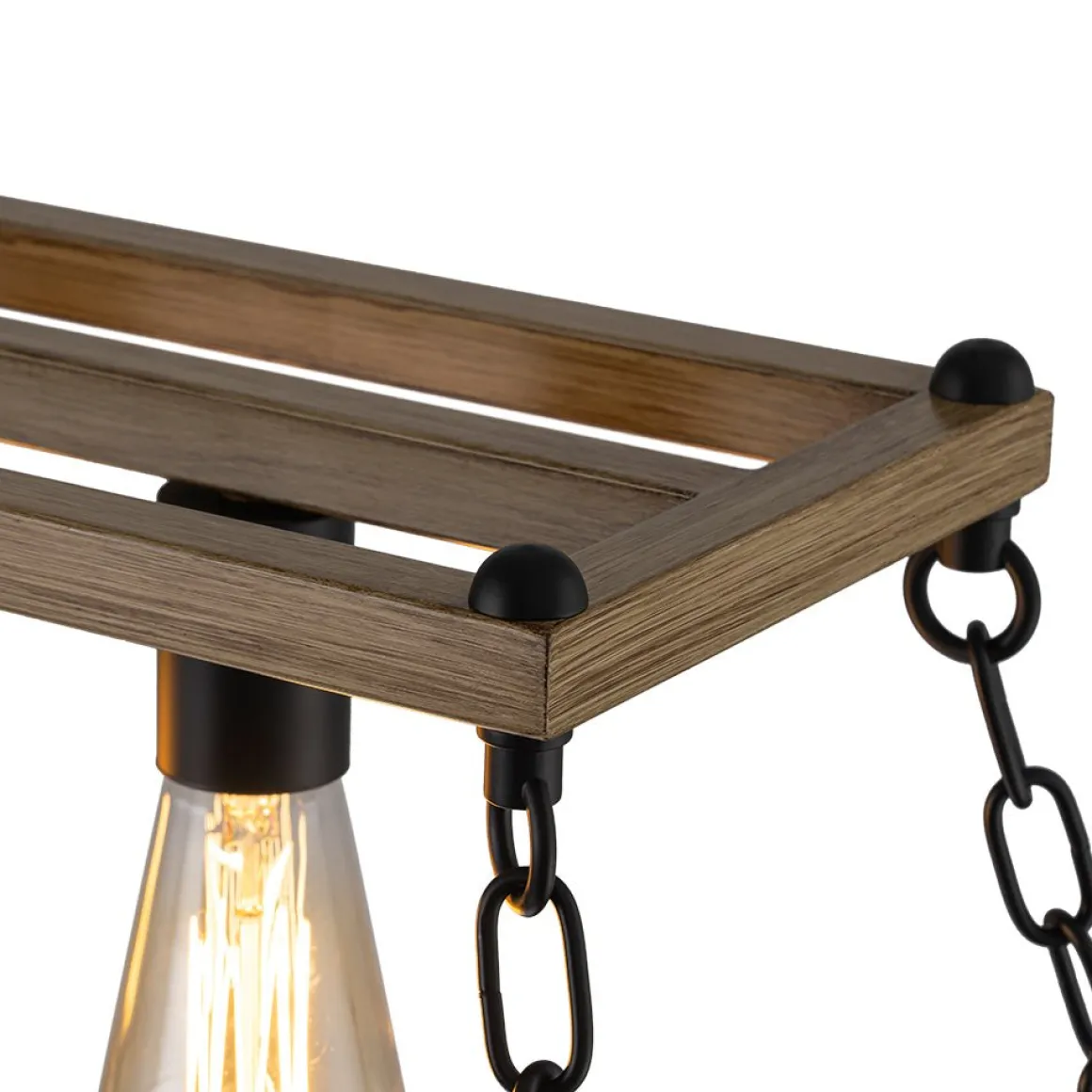 5-Light Trapezoid Wood Grain Chain Linear Island Chandelier