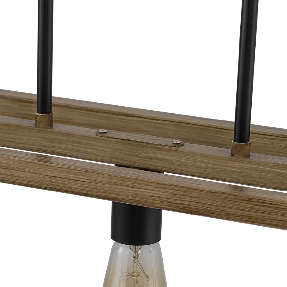 5-Light Trapezoid Wood Grain Chain Linear Island Chandelier