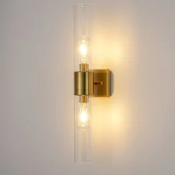 2-Light Up Down Glass Linear Tube Vanity Wall Lamp