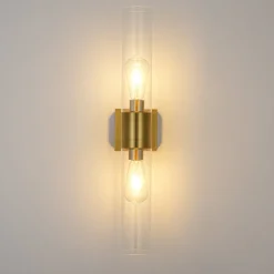 2-Light Up Down Glass Linear Tube Vanity Wall Lamp