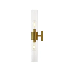 2-Light Up Down Glass Linear Tube Vanity Wall Lamp