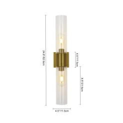 2-Light Up Down Glass Linear Tube Vanity Wall Lamp