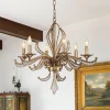 6-Light Vintage Candle Style Chandelier Crystal Beads