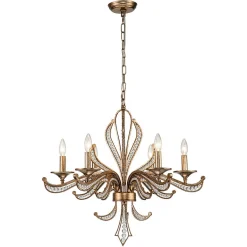 6-Light Vintage Candle Style Chandelier Crystal Beads