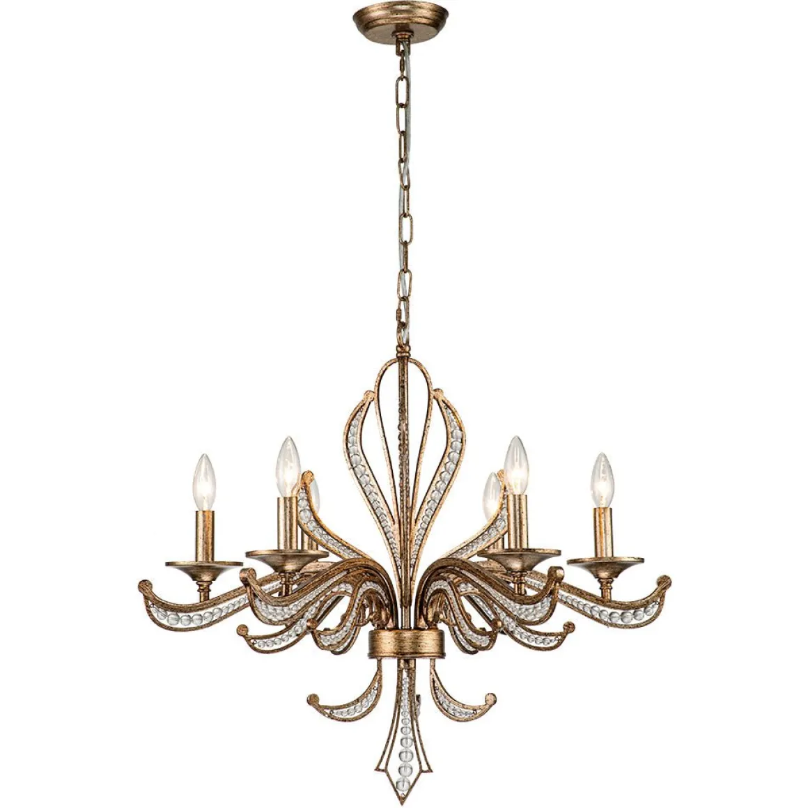 6-Light Vintage Candle Style Chandelier Crystal Beads