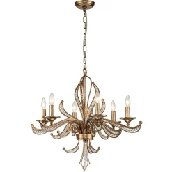 6-Light Vintage Candle Style Chandelier Crystal Beads