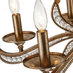 6-Light Vintage Candle Style Chandelier Crystal Beads