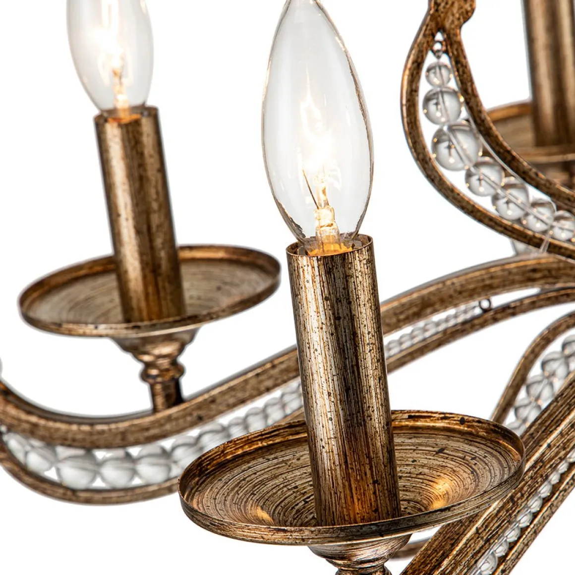 6-Light Vintage Candle Style Chandelier Crystal Beads