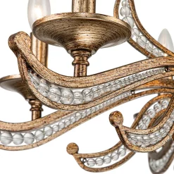 6-Light Vintage Candle Style Chandelier Crystal Beads
