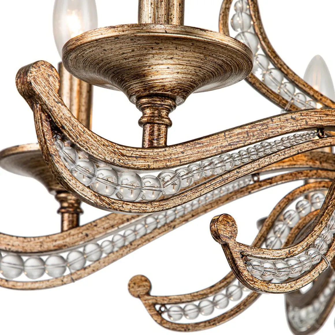 6-Light Vintage Candle Style Chandelier Crystal Beads