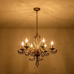 6-Light Vintage Candle Style Chandelier Crystal Beads