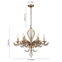 6-Light Vintage Candle Style Chandelier Crystal Beads