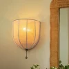 1-Light Vintage Natural Fabric Linen Cage Wall Sconce