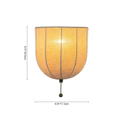 1-Light Vintage Natural Fabric Linen Cage Wall Sconce
