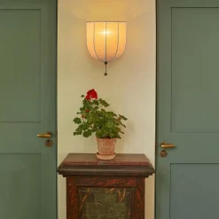 1-Light Vintage Natural Fabric Linen Cage Wall Sconce