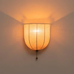 1-Light Vintage Natural Fabric Linen Cage Wall Sconce