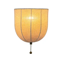 1-Light Vintage Natural Fabric Linen Cage Wall Sconce